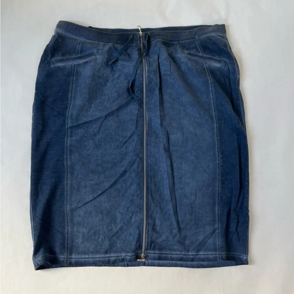 Ulla Popken Blue Vintage Look Cotton Adjustable Waist Pencil Skirt 18 US NWT